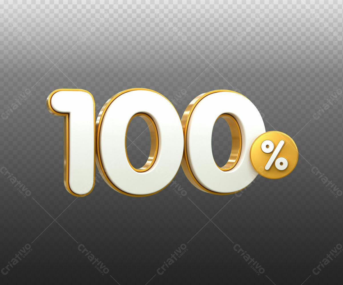 Selo 3D promocional dourado e branco 100%