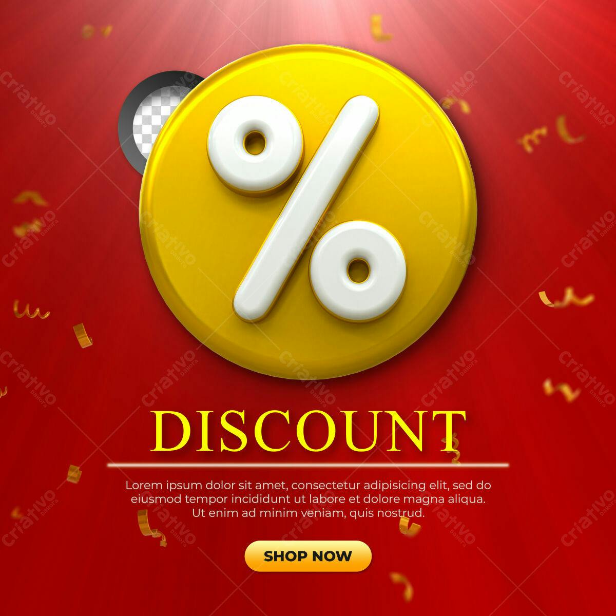 Selo 3D promocional amarelo e branco