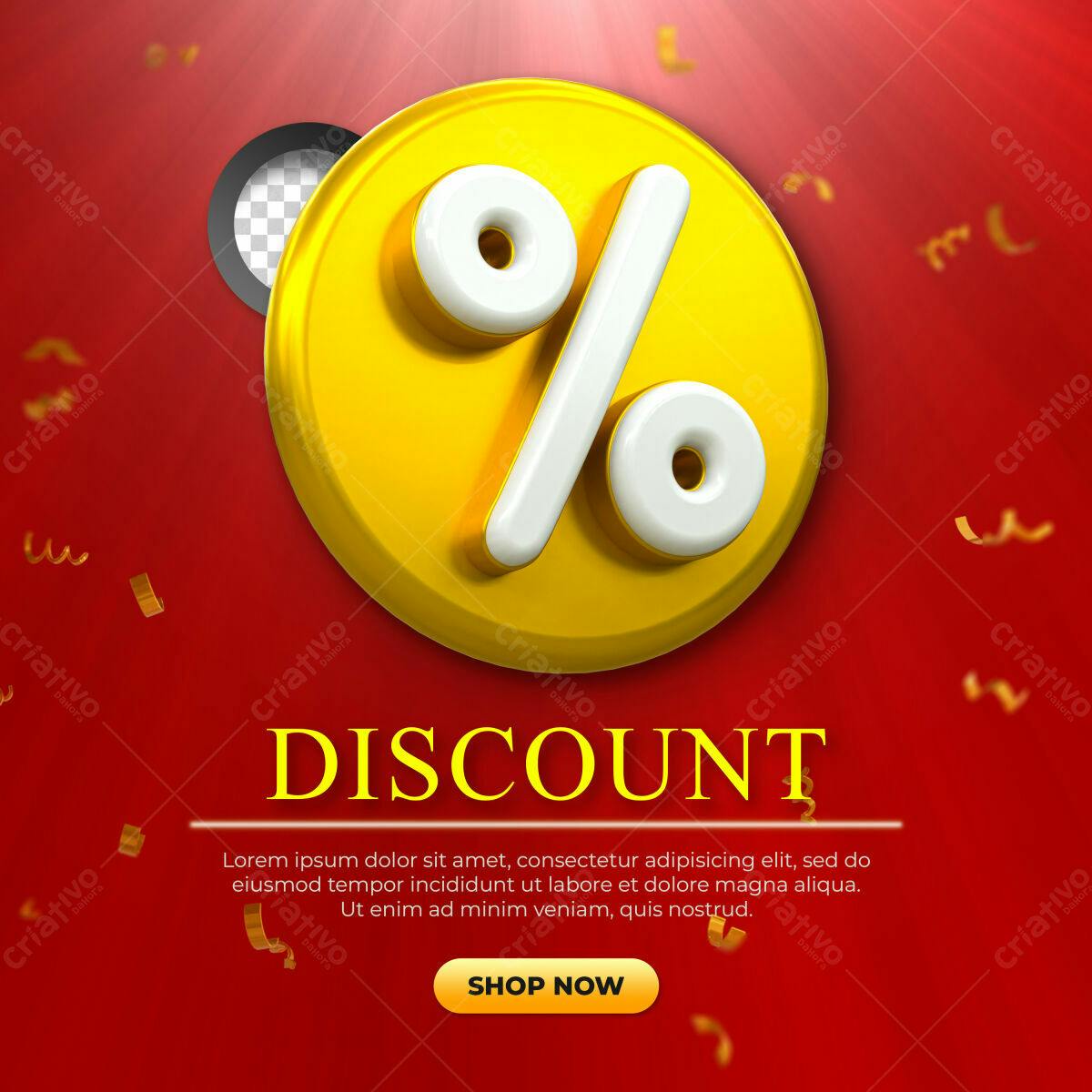 Selo 3D promocional amarelo e branco