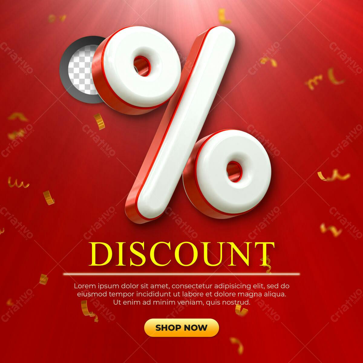 Selo 3D promocional vermelho e branco