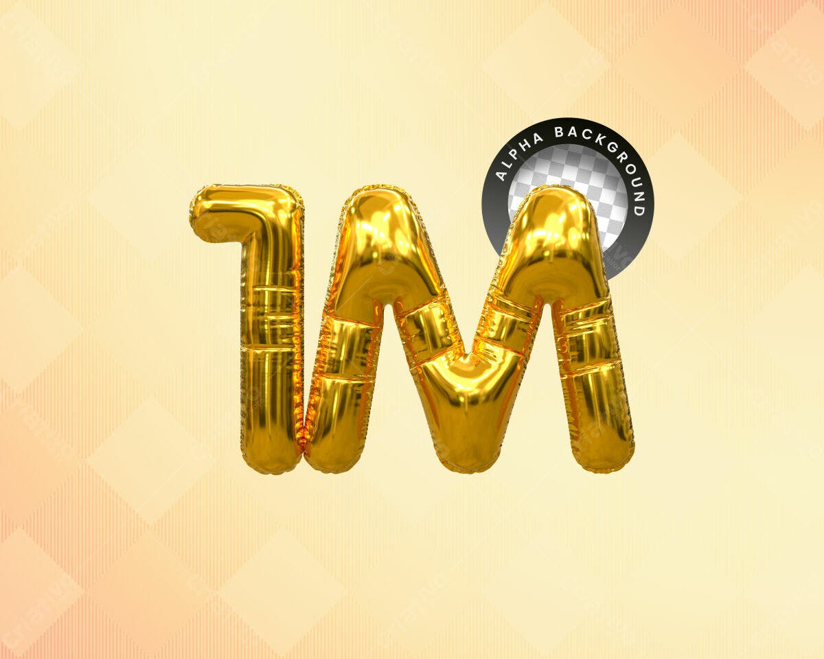 Selo 3D de Aniversário Balão Dourado