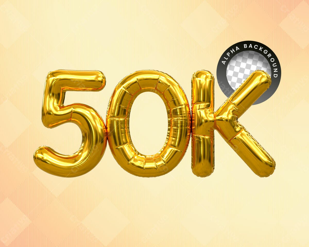 Selo 3D comemorativo balão dourado 50k