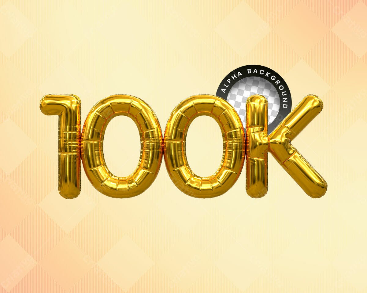 Selo 3D comemorativo dourado balão 100k