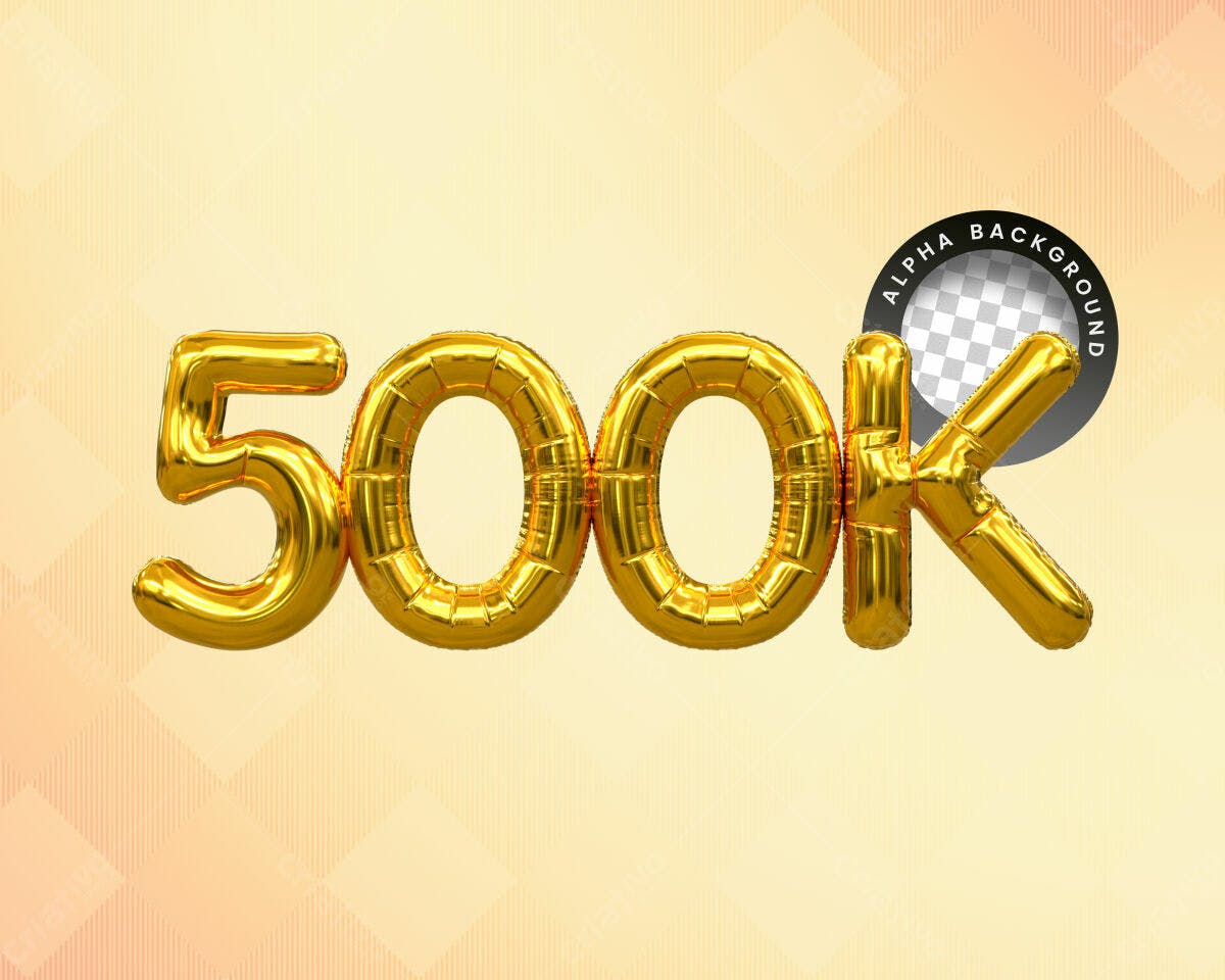 Selo 3D comemorativo balão dourado 500k