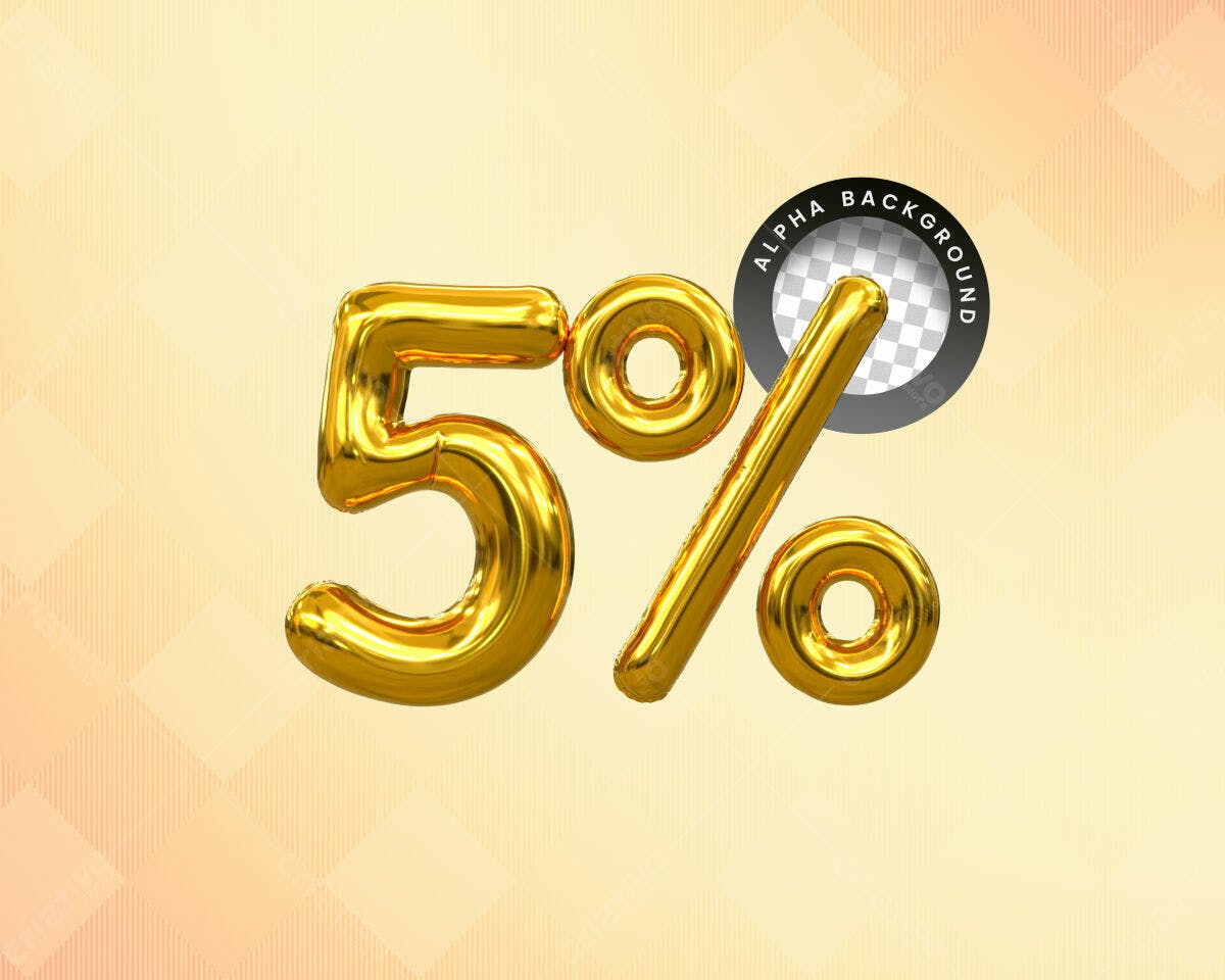 Selo 3D promocional dourado 5%