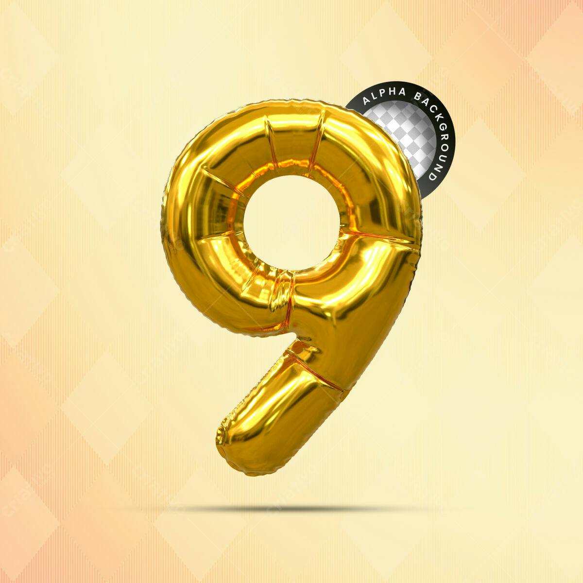 Selo 3D Aniversário Balão Dourado