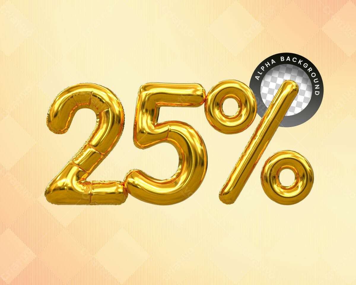 Selo 3D promocional balão dourado 25%