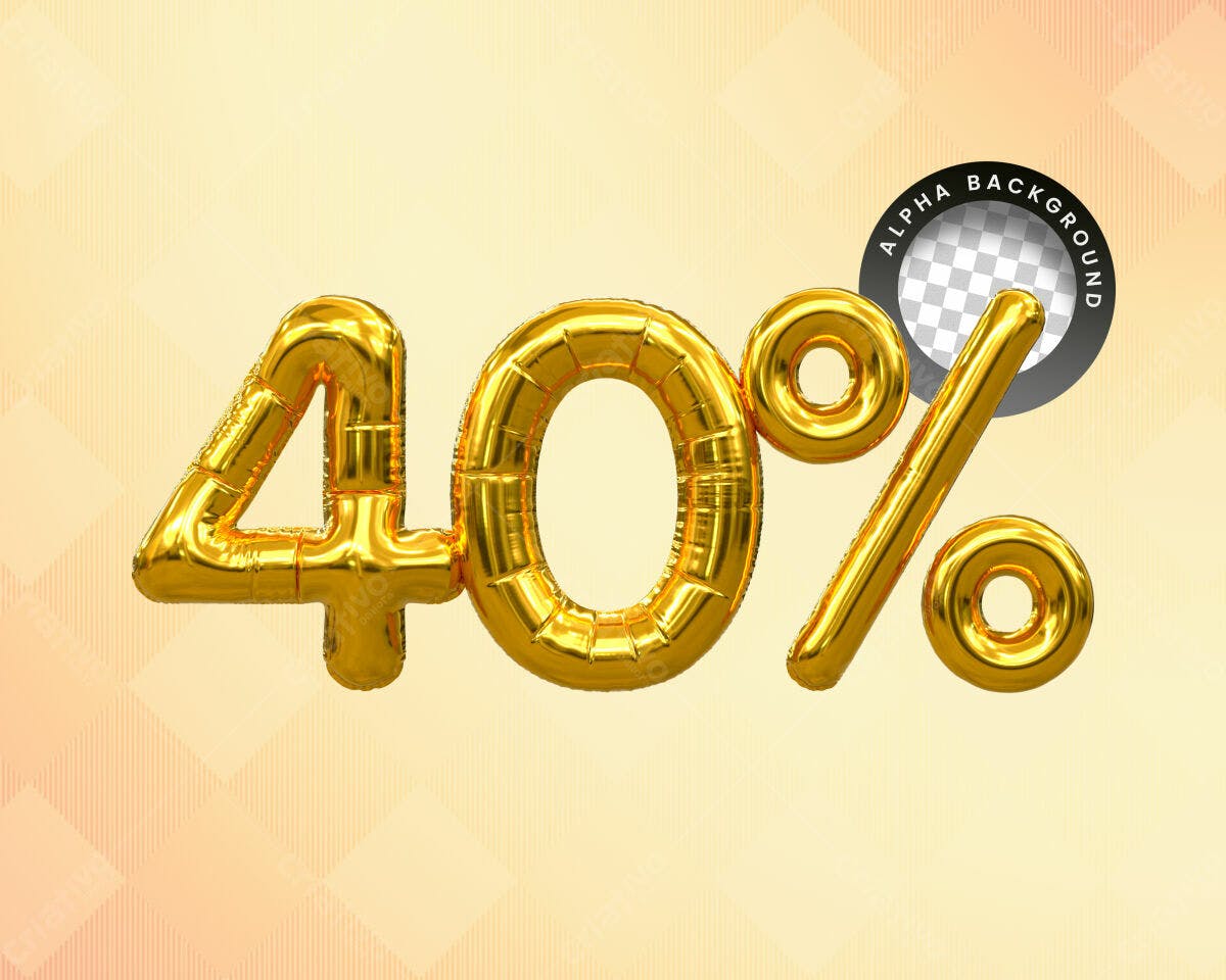 Selo 3D promocional dourado balão 40%