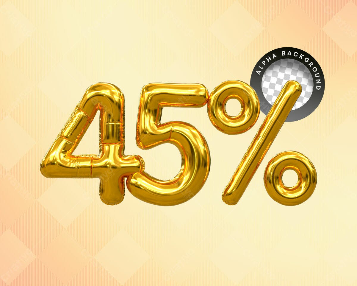 Selo 3D promocional balão dourado 45%