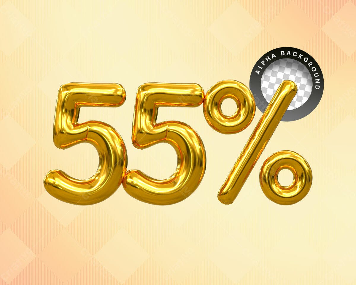 Selo 3D promocional dourado balão 55%