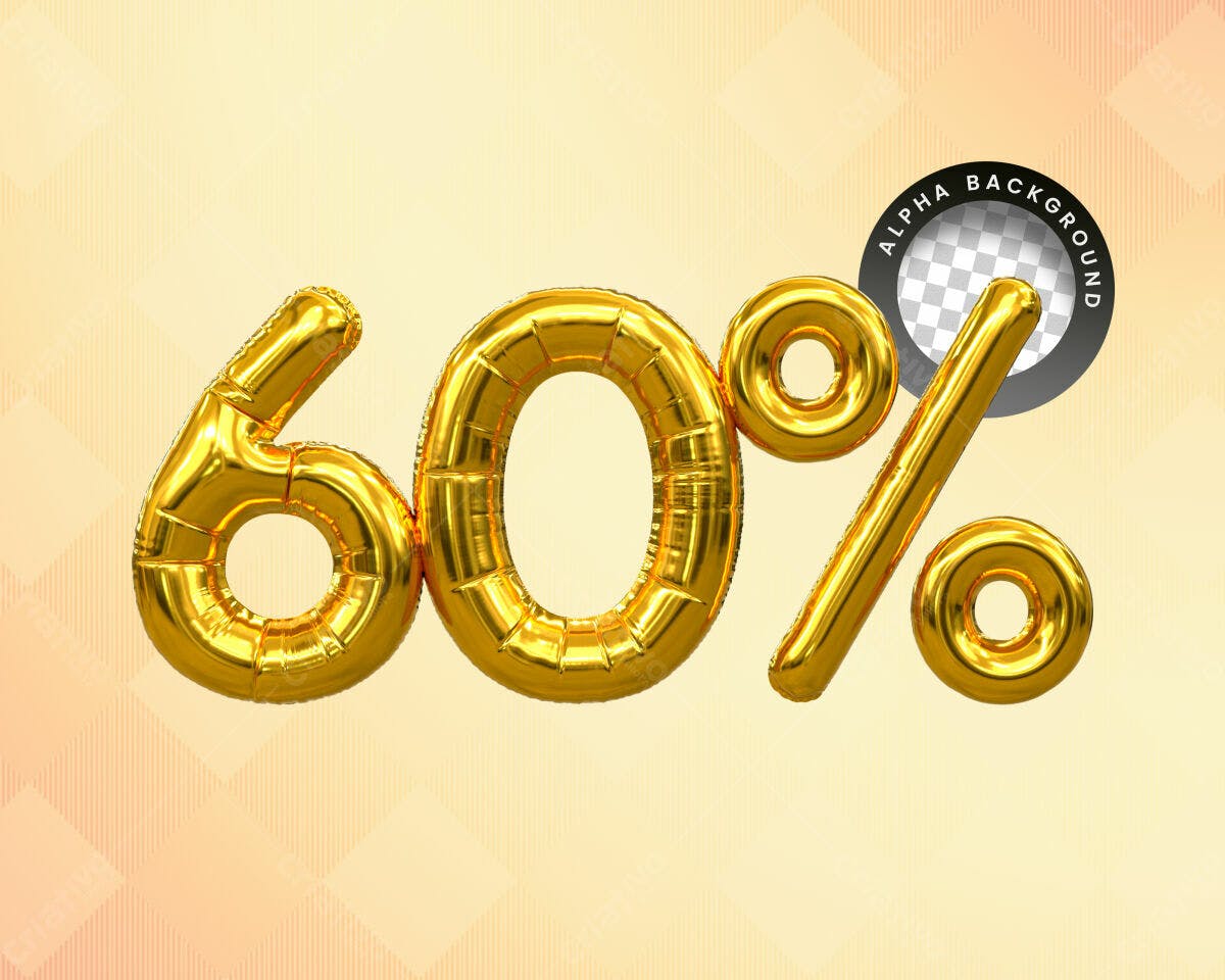 Selo 3D promocional balão dourado 60%