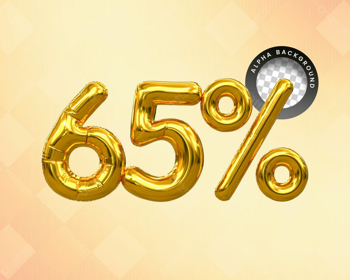 Selo 3D promocional dourado balão 65%