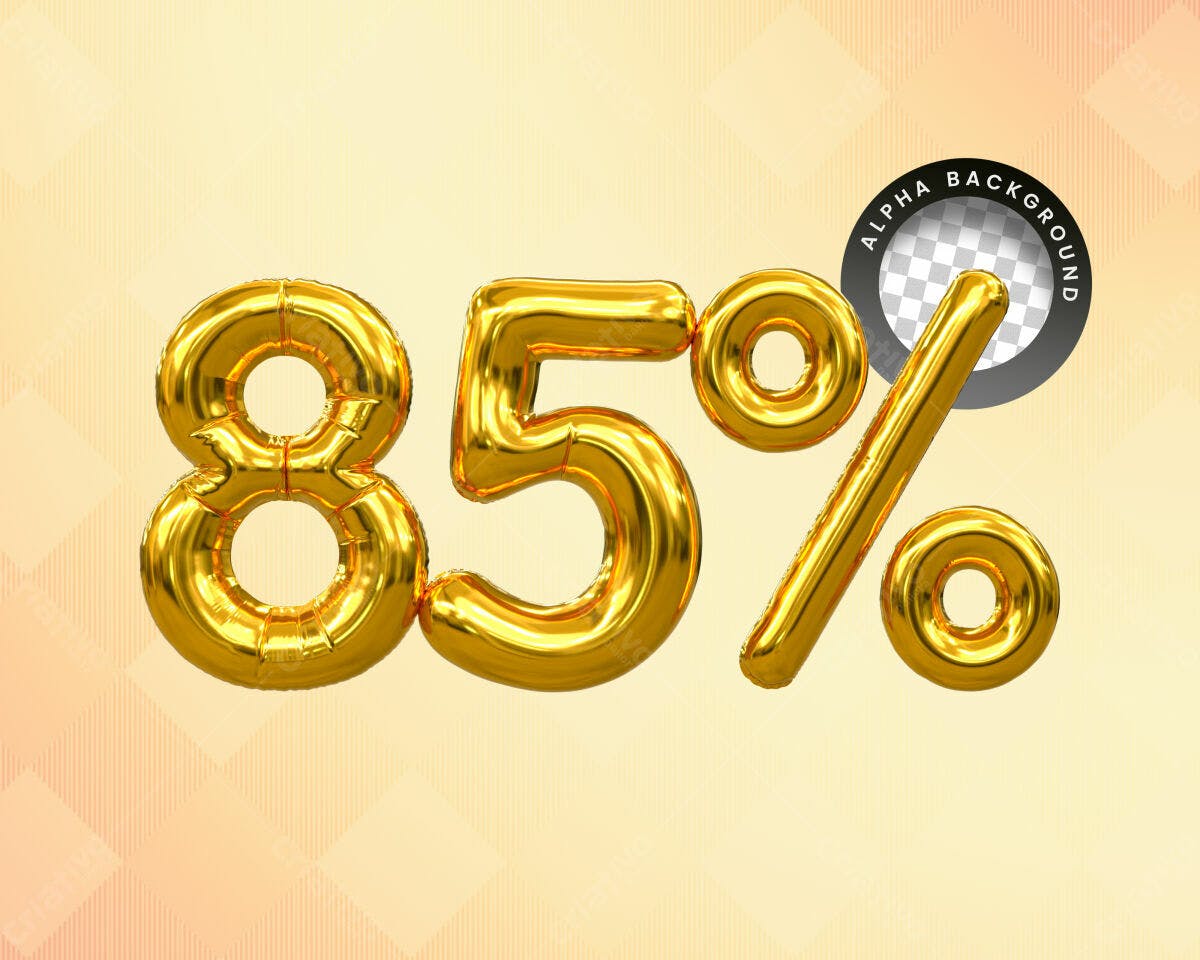 Selo 3D promocional dourado balão 85%