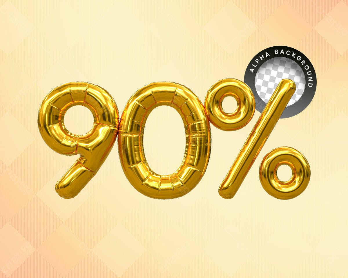 Selo 3D promocional dourado balão 90%