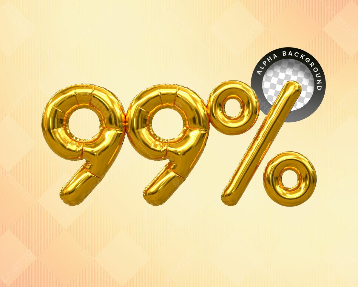Selo 3D promocional balão dourado 99%