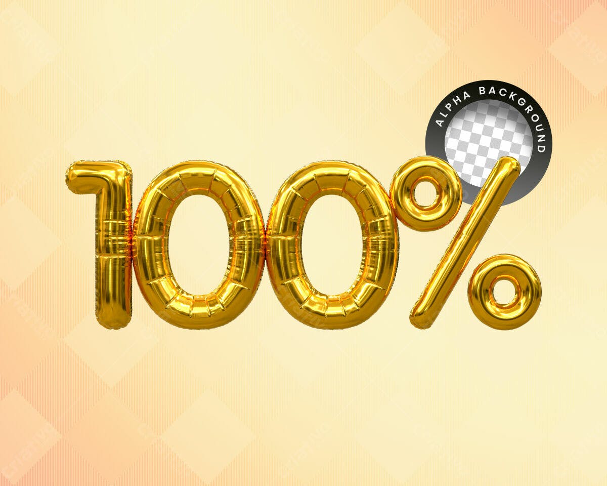 Selo 3D Promocional Dourado Balão 100%