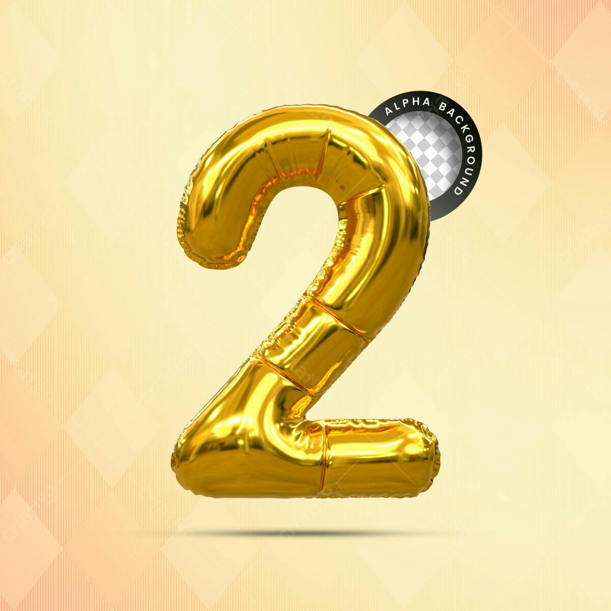 Selo 3D de Aniversário Balão Dourado