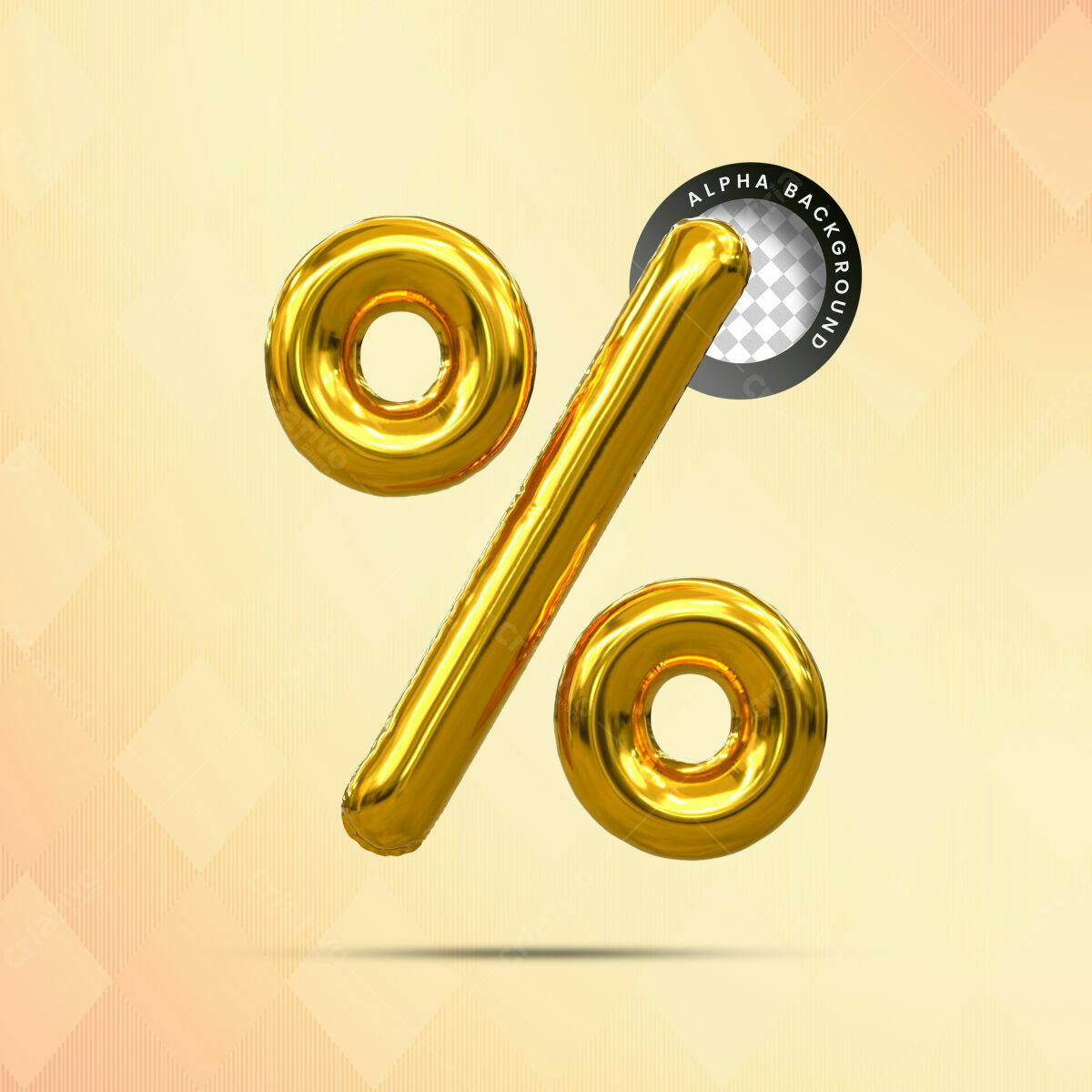 Selo 3D promocional dourado balão desconto