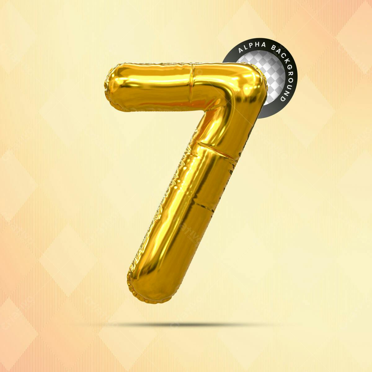 Selo 3D de Aniversário Balão Dourado