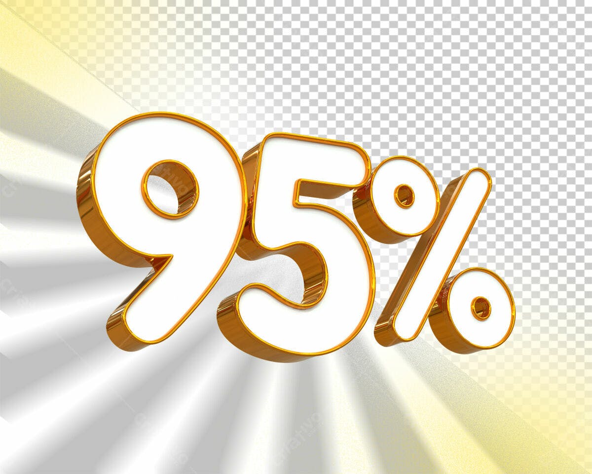 Selo 3D promocional 95% branco e dourado