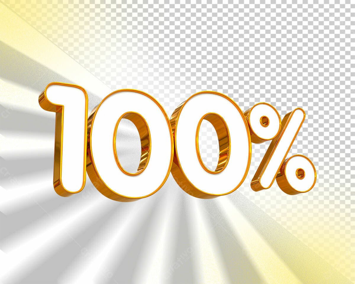 Selo 3D promocional dourado e branco 100%