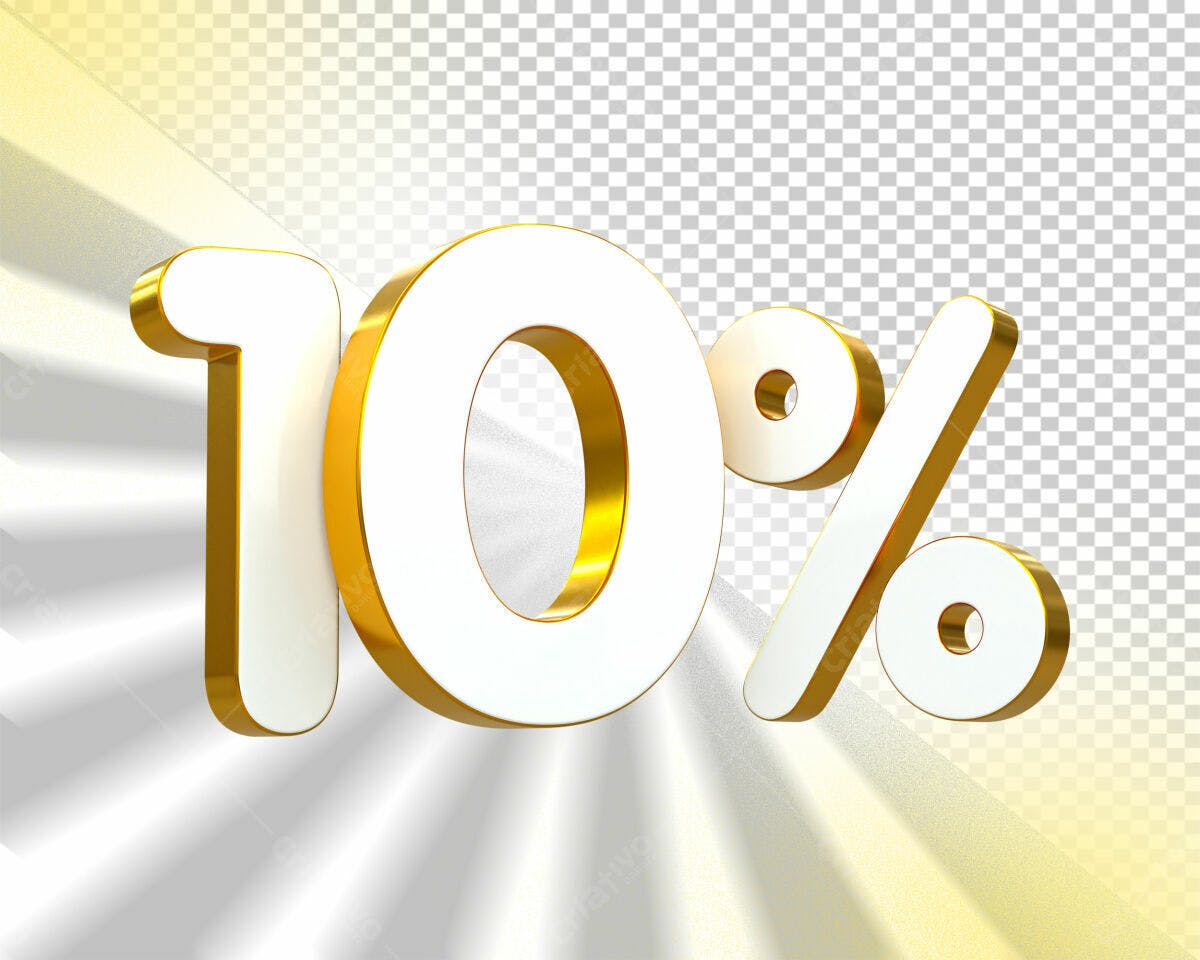 Selo 3D promocional branco e dourado