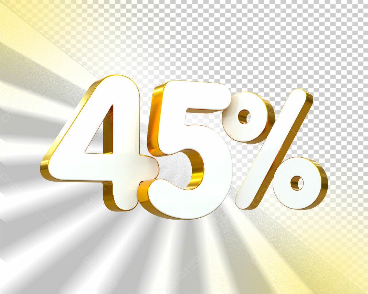 Selo 3D promocional branco e dourado 45%