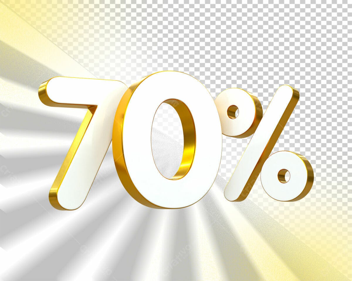 Selo 3D promocional 70% branco e dourado