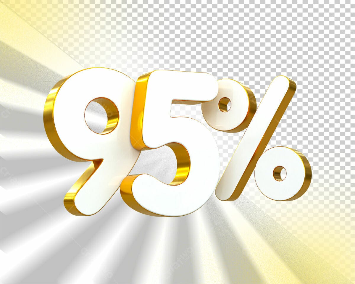 Selo 3D promocional branco e dourado 95%