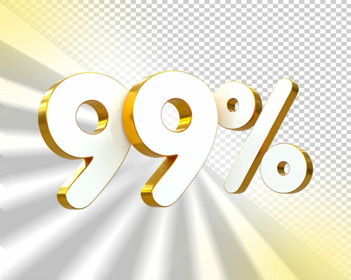 Selo 3D promoção 99% branco e dourado