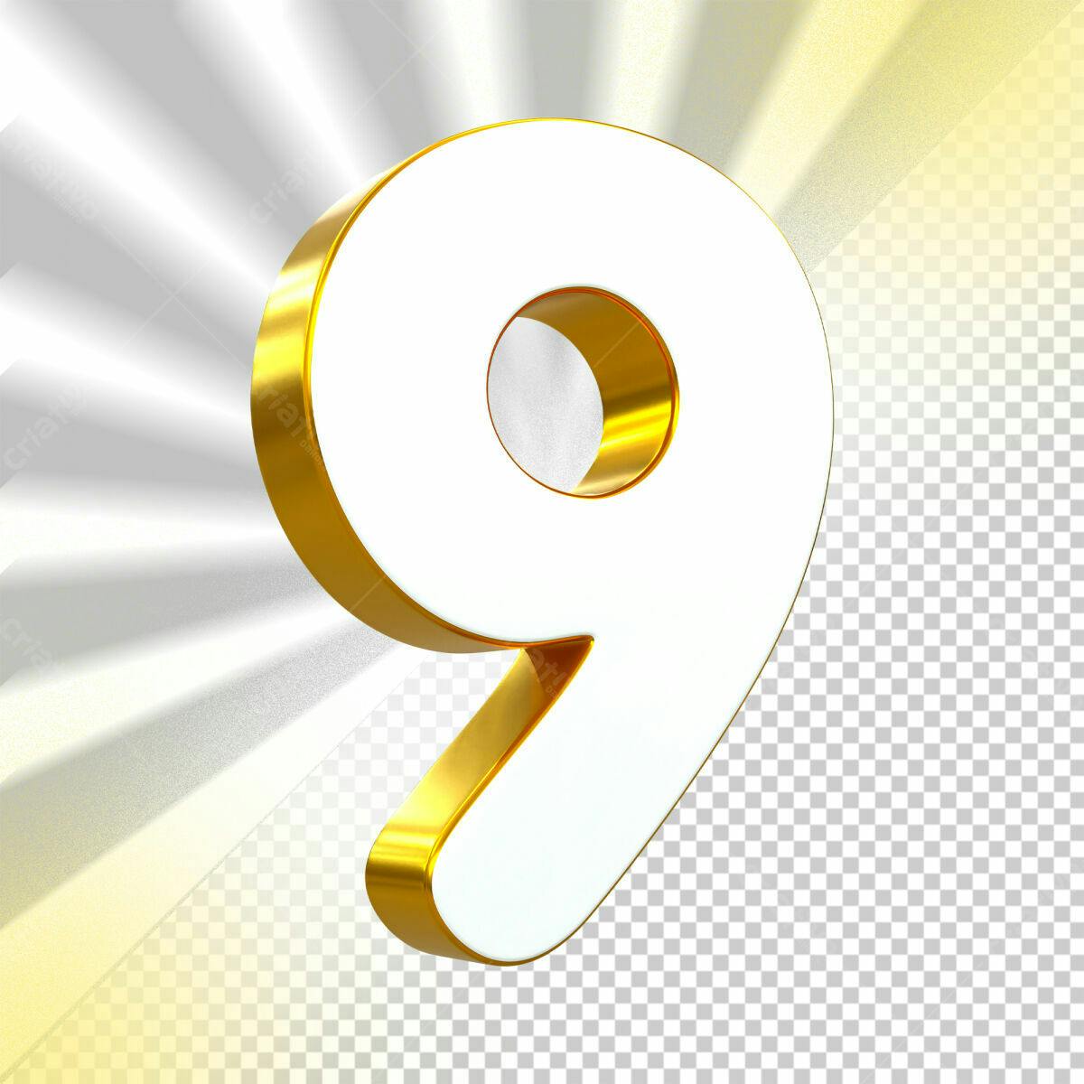 Selo 3D de Aniversário Branco e Dourado