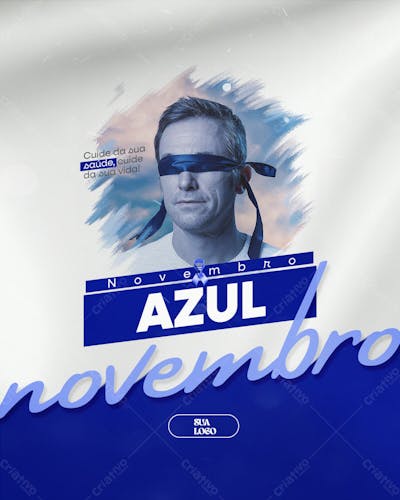 Novembro Azul Mês Da Conscientização Sobre Prevenção Ao Câncer De Próstata Psd Editável