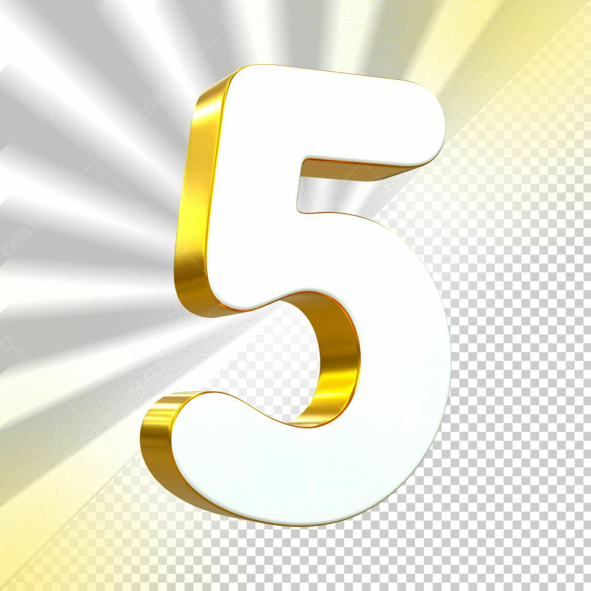 Selo 3D de Aniversário Dourado e Branco