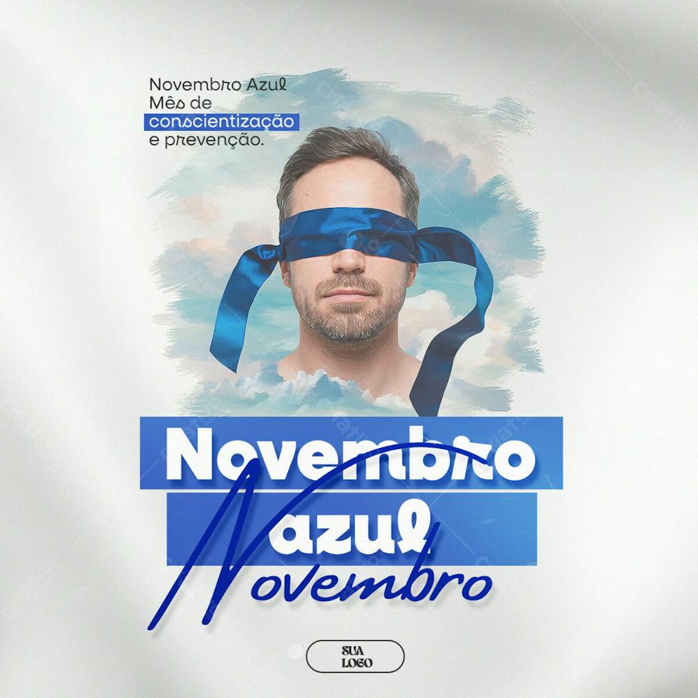 Novembro Azul Mês Da Conscientização Sobre Prevenção Ao Câncer De Próstata Psd Editável