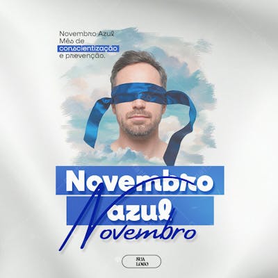 Novembro Azul Mês Da Conscientização Sobre Prevenção Ao Câncer De Próstata Psd Editável