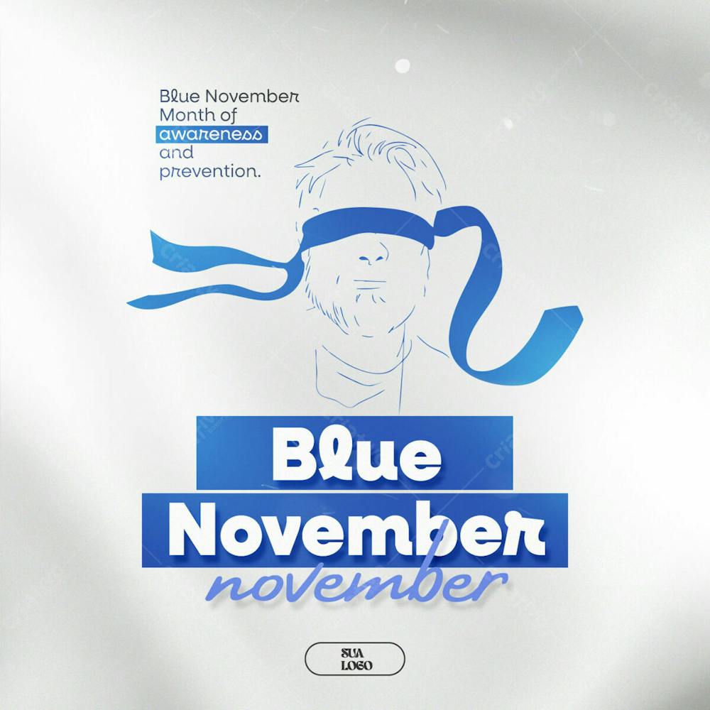 Blue November Prostate Cancer Prevention Awareness Month Editable Psd