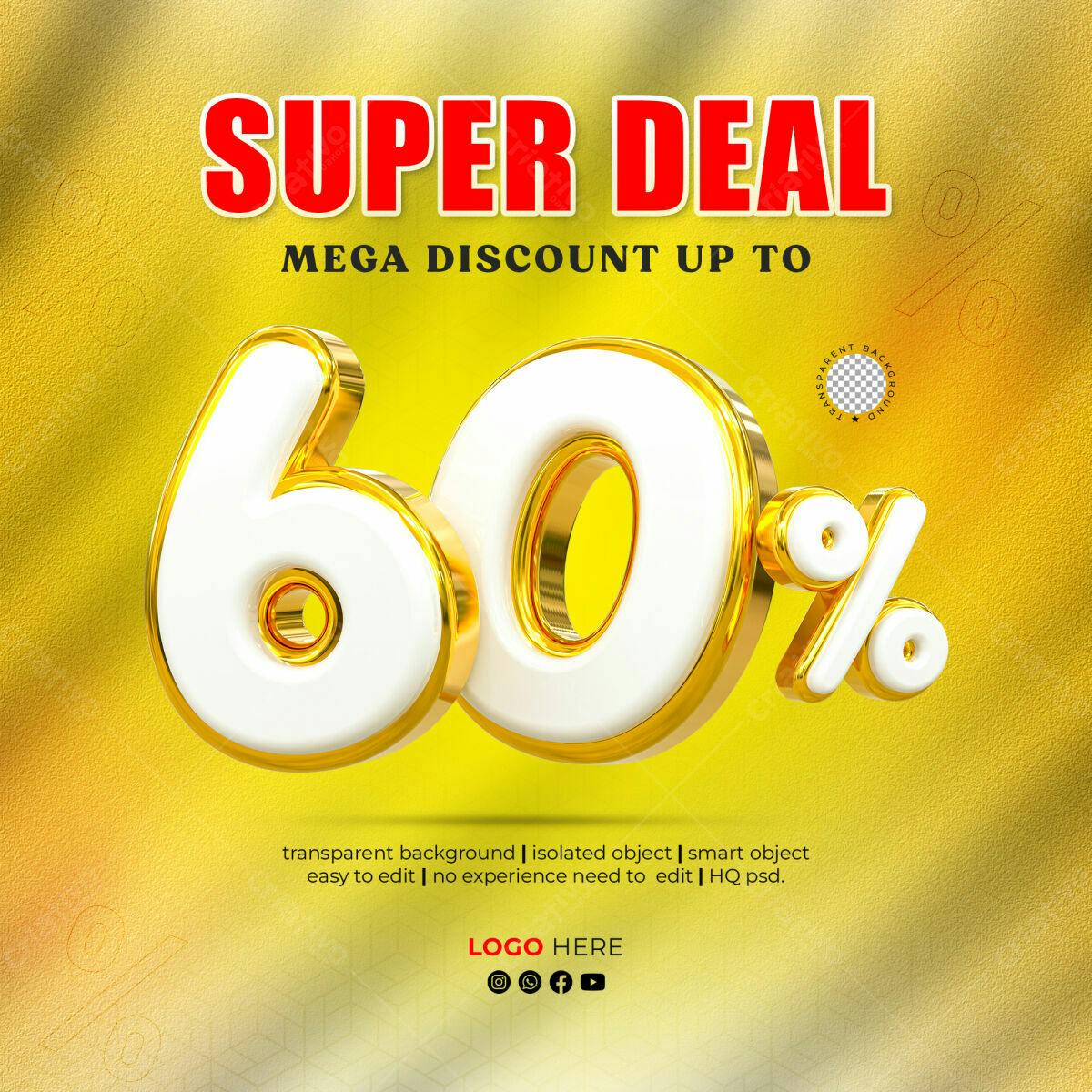 Selo 3D promocional dourado e branco