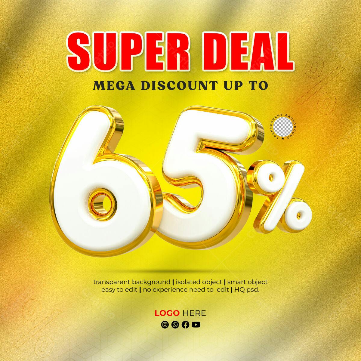 Selo 3D promocional dourado e branco