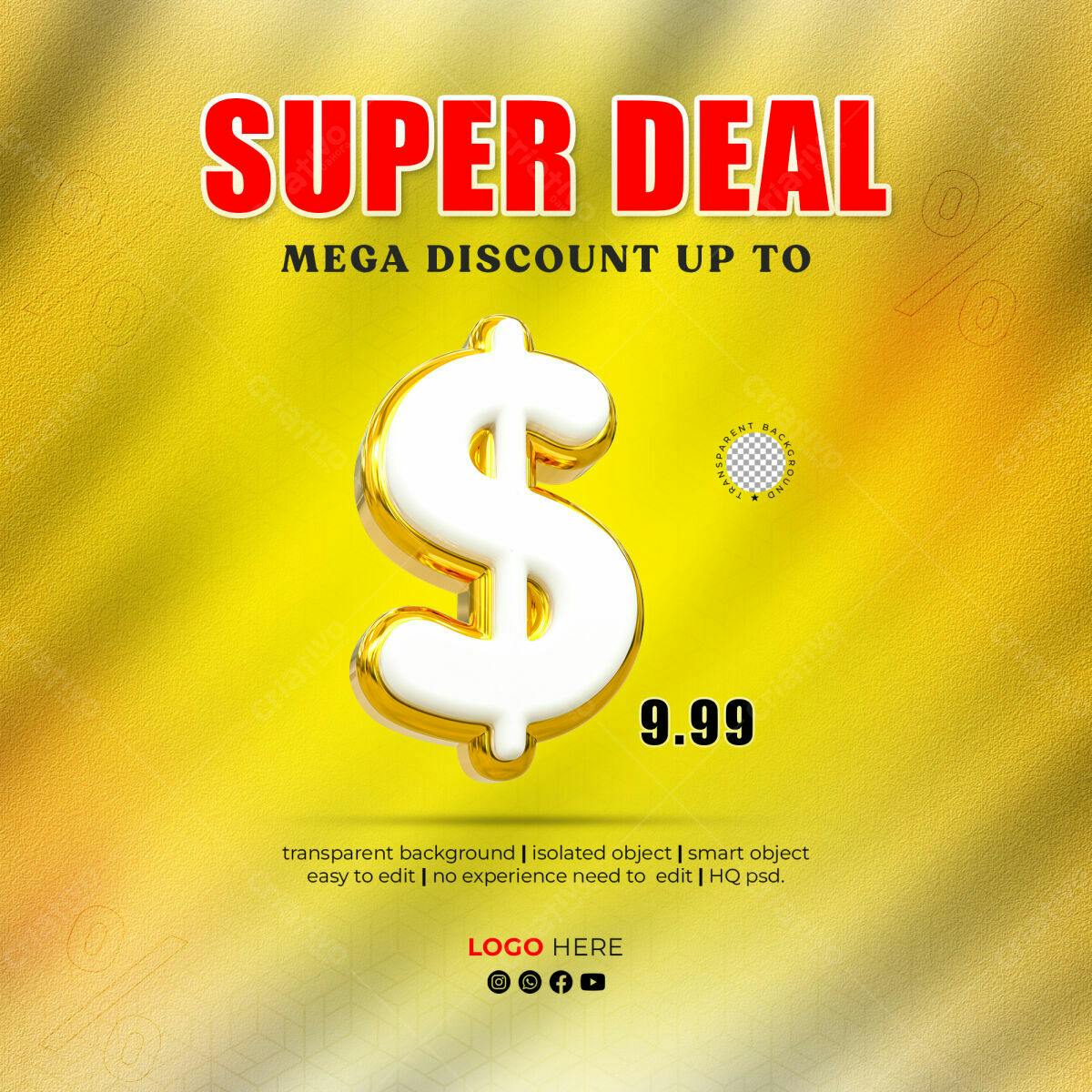 Selo 3D promocional dourado e branco