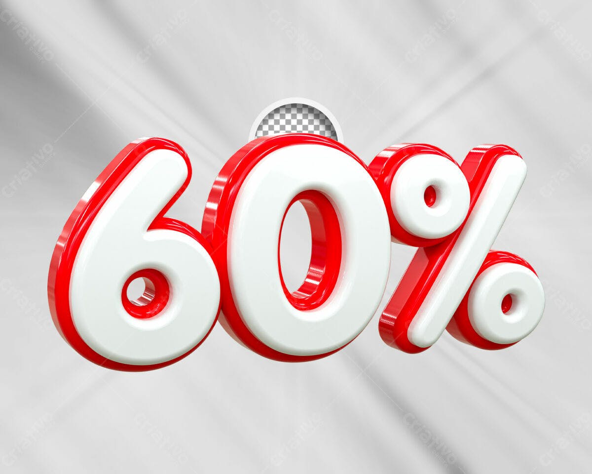 Selo 3D promocional vermelho e branco 60%