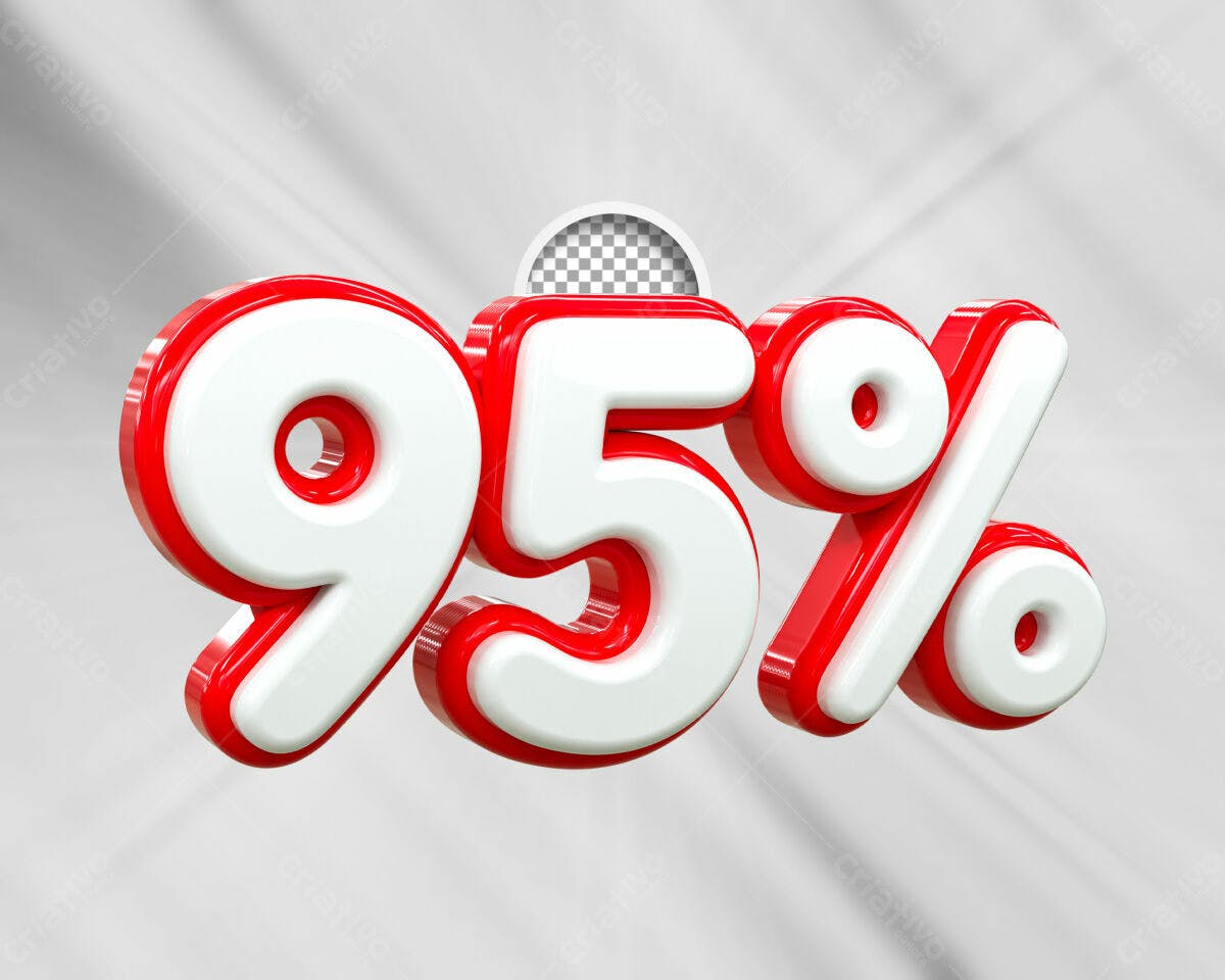 Selo 3D promocional vermelho e branco 95%