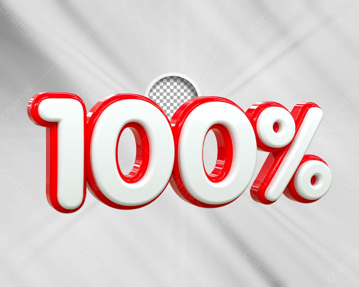Selo 3D promocional 100% vermelho e branco