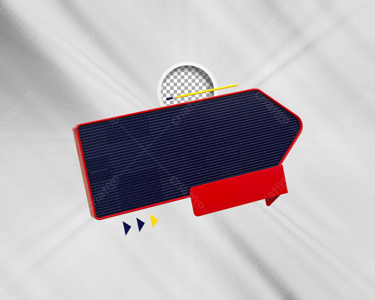 Selo 3D promocional vermelho e azul escuro