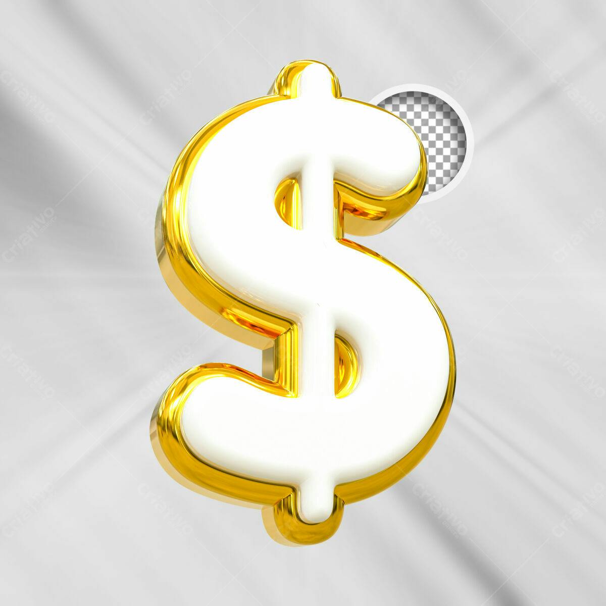 Selo 3D financeiro dourado e branco