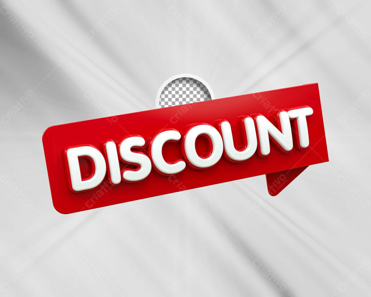 Selo 3D promocional desconto vermelho e branco