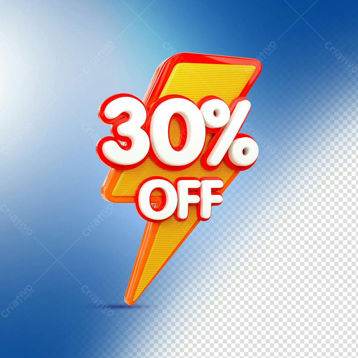 Selo 3D promocional amarelo e branco 30% OFF