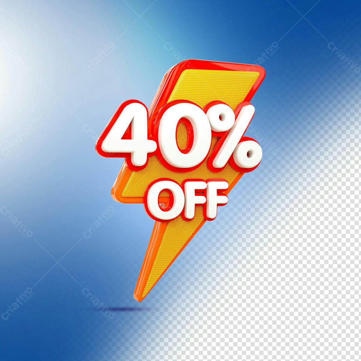 Selo 3D promocional raio amarelo e vermelho