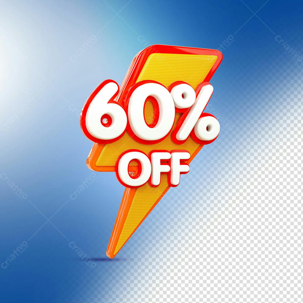 Selo 3D promocional raio amarelo e vermelho 60% OFF
