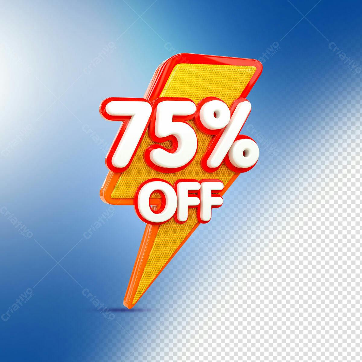 Selo 3D promocional raio amarelo e vermelho 75% OFF