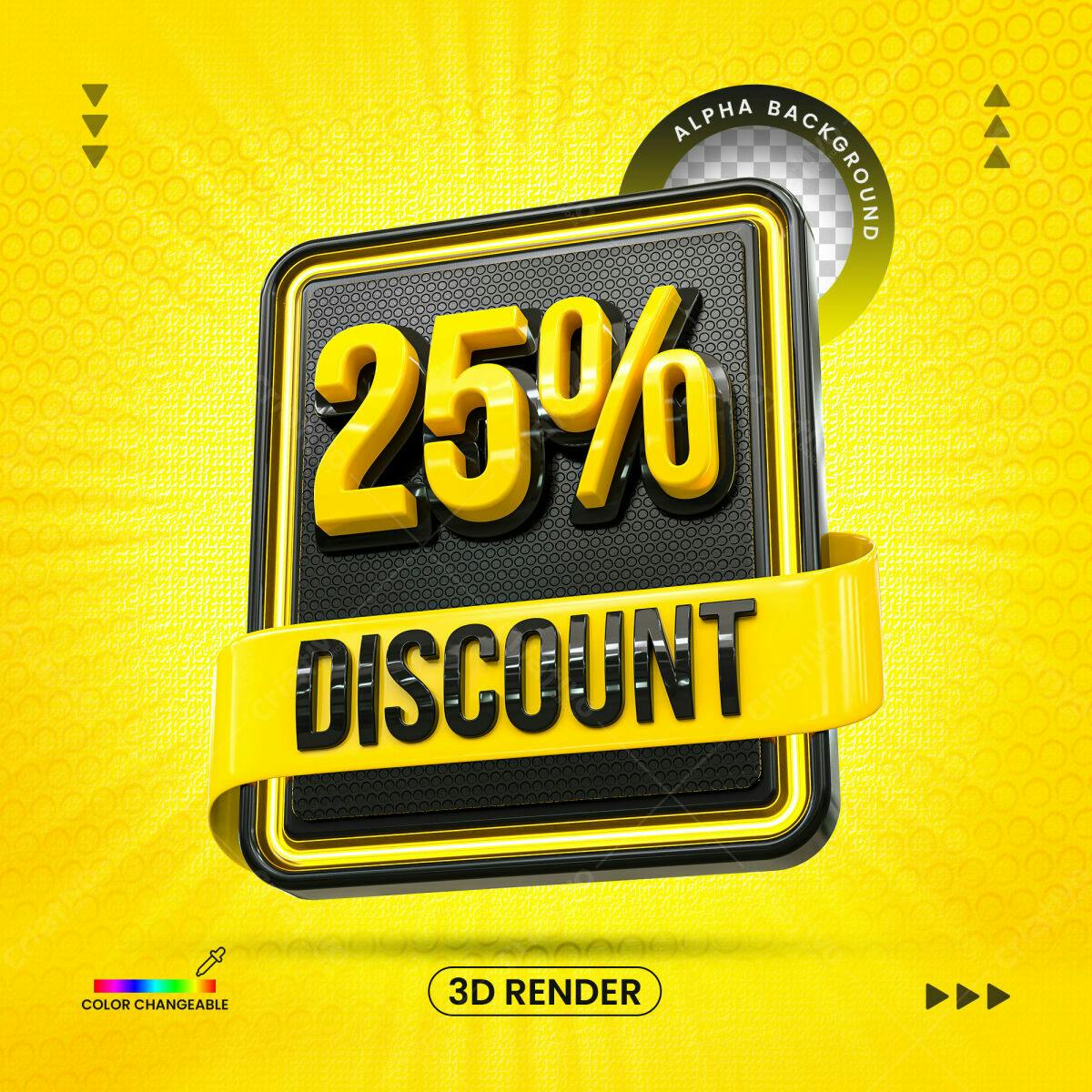 Selo 3D promocional amarelo e preto